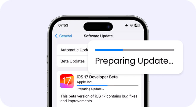 iOS 17 Stuck on Preparingl Update
