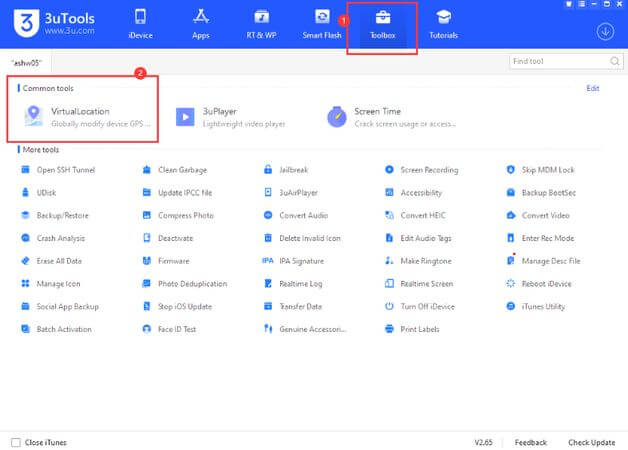 choose 3utools virtural location