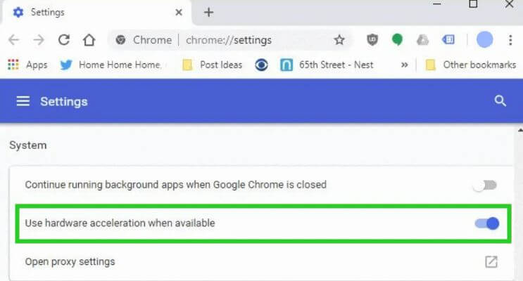 disable hardware acceleration in chrome