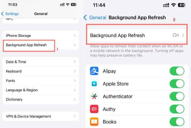 enable background app refresh