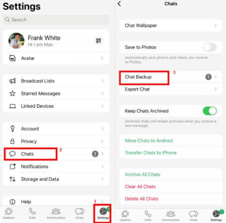 enable whatsapp chat backup