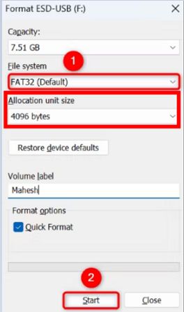 format usb drive to fat32