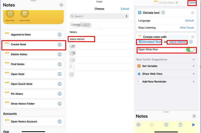 make voice memo to text shortcuts