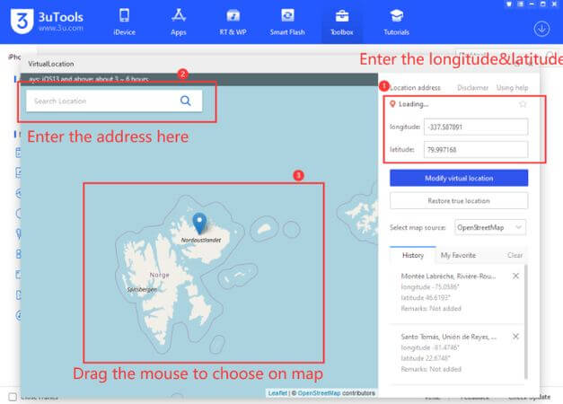 modify device location