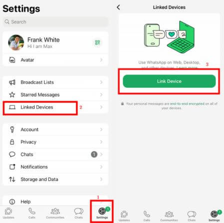 monitor others whatsapp messages by linking a device