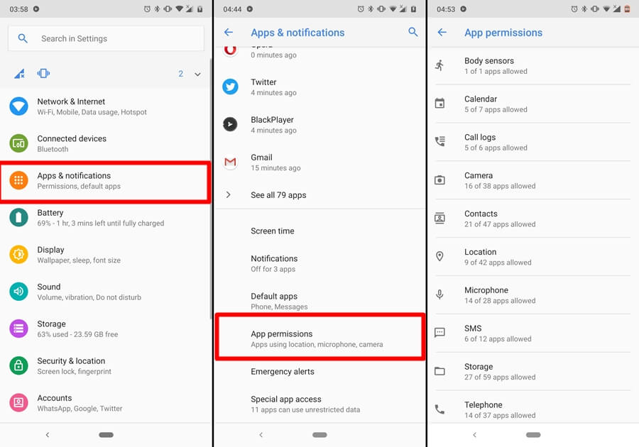 access app permissions android