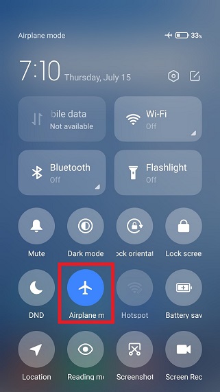 turn on airplane mode on Android phone