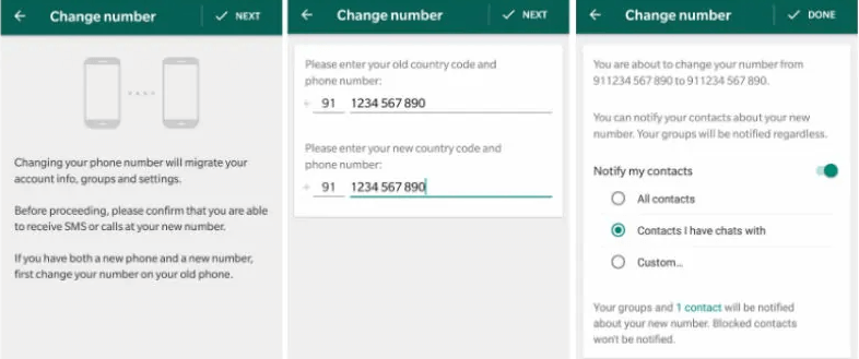 WhatsApp Change number Notify Orthers