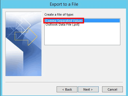 choose csv format