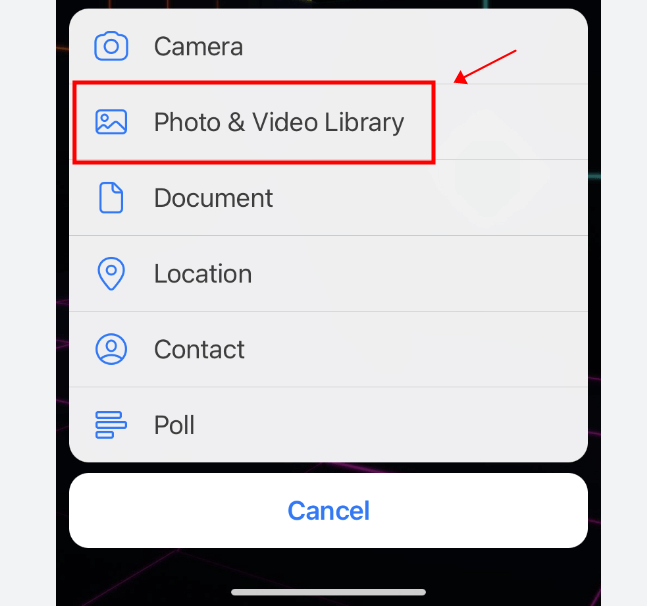 click photo and video library option
