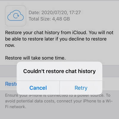 WhatsApp couldn't restore chat history