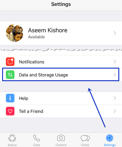 data and storage usage