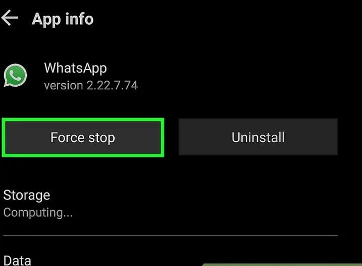 Force Stop WhatsApp