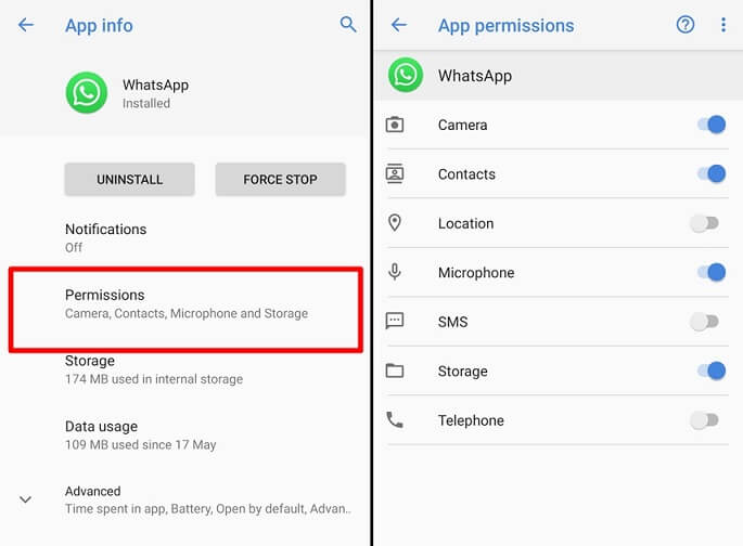 enable mic permission of whatsapp