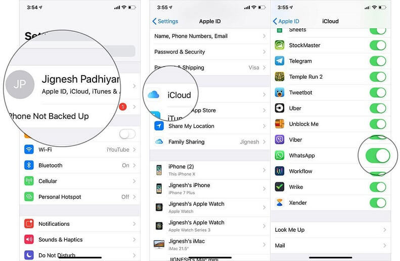 enable whatsapp in icloud drive