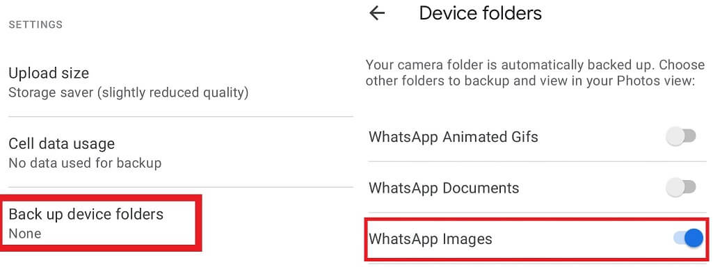 enable whatsapp image auto sync