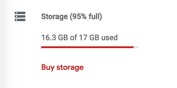 Google Drive storage is full