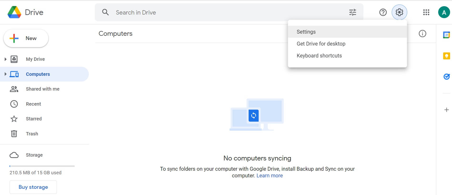google drive setting