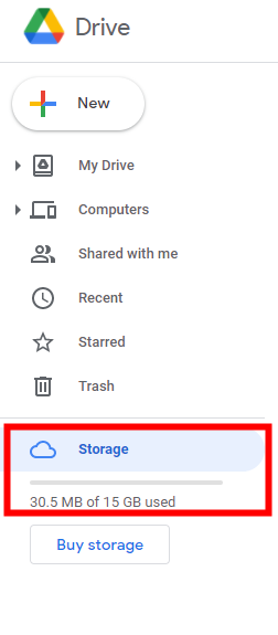 google drive storage