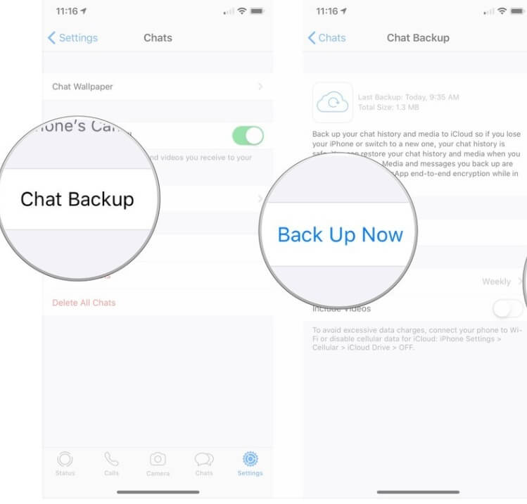 Backup WhatsApp on iPhone