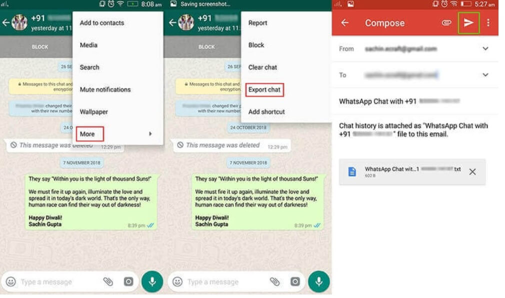 how to save whatsapp chat in pc