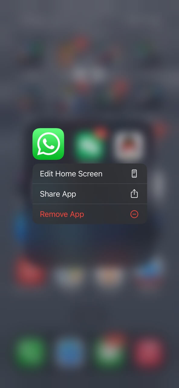 Uninstall from iPhone Home