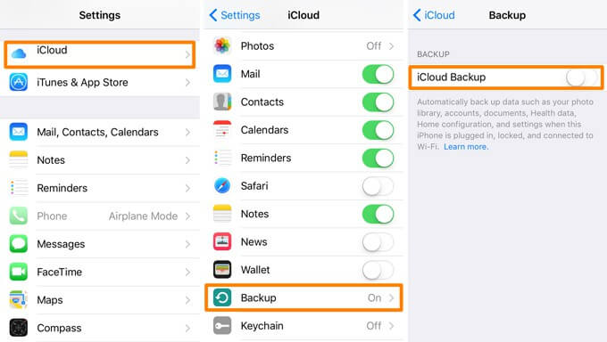 icloud backup setting