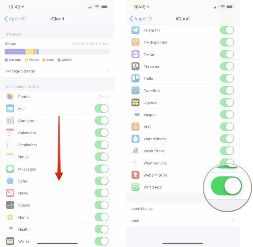 icloud setting whatsapp