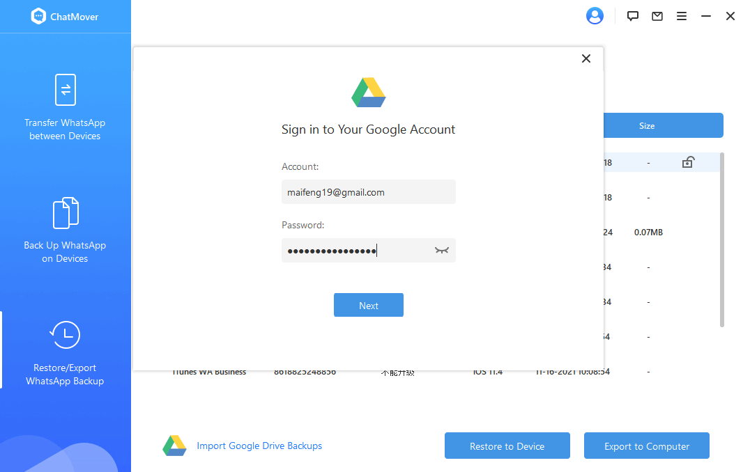 Login into Google Drive