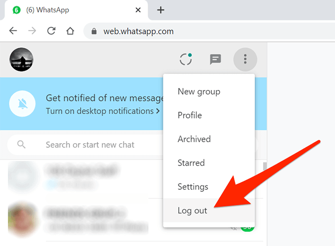 log out whatsapp web