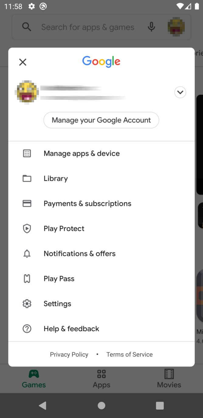 Google Play Manage Apps