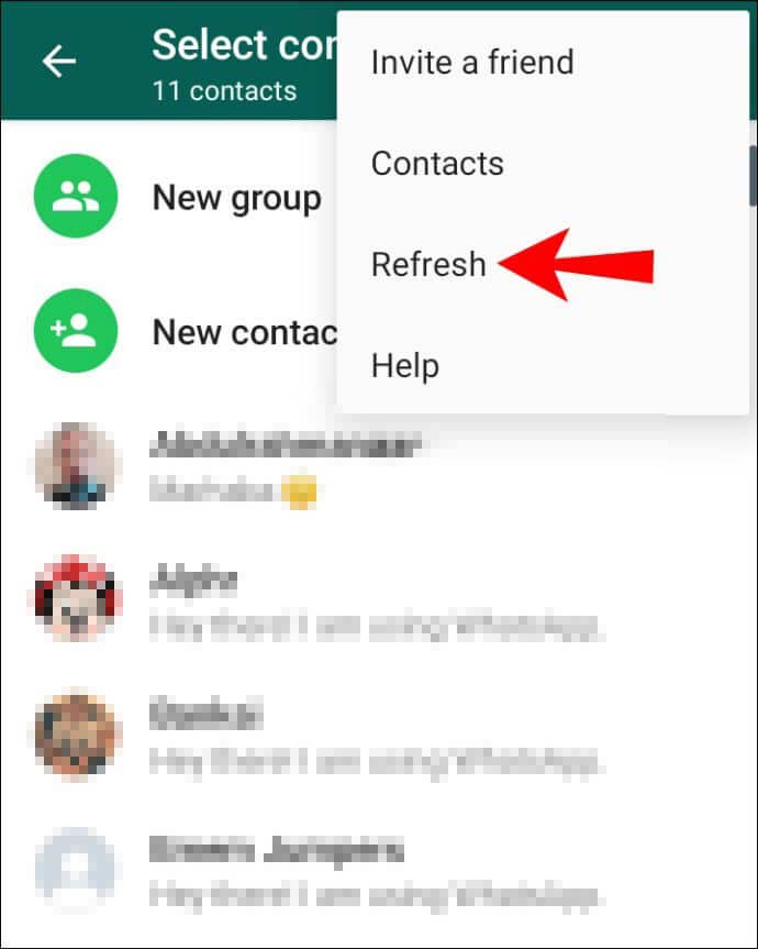 Reflesh Contacts on WhatsApp