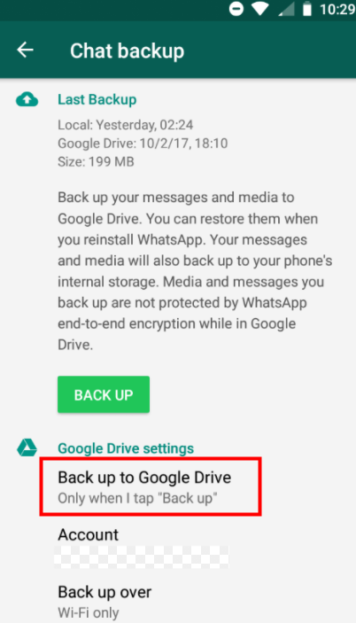 restore whatsapp from a local backup