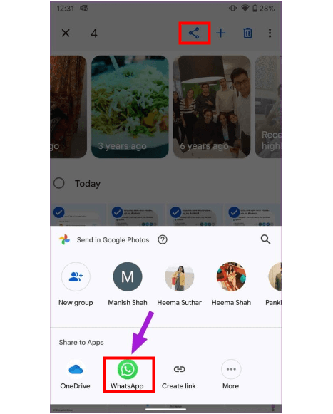 open google photo app to send photos on whatsapp
