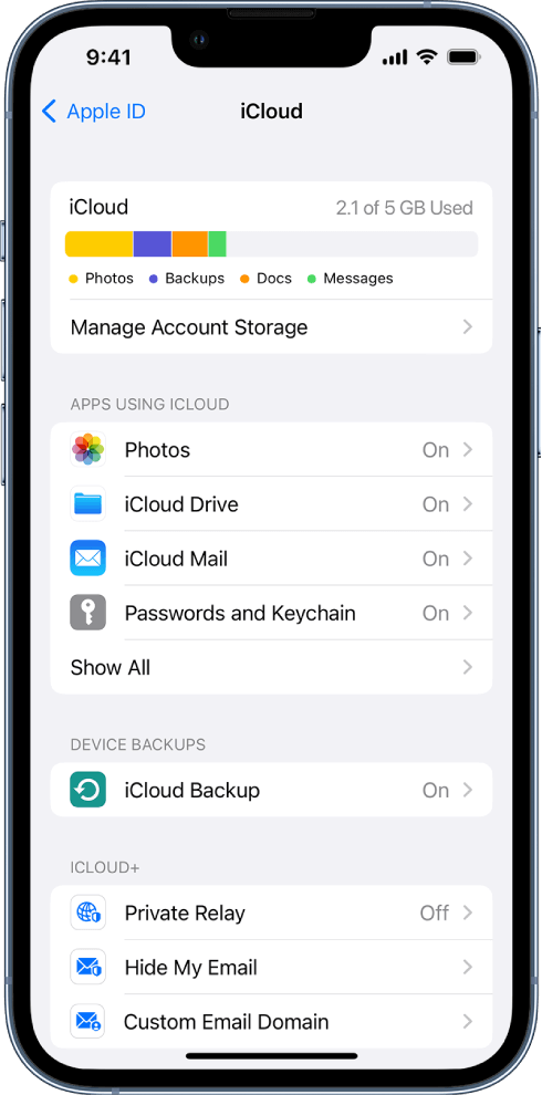 Turn on iCloud Backup