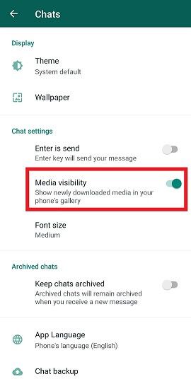 turn on whatsapp visibility