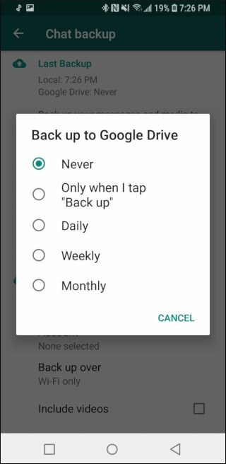 WhatsApp Google Drive Backup