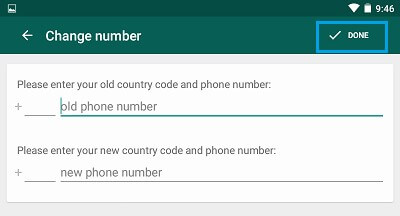 WhatsApp Change number on Android