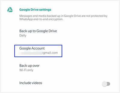 WhatsApp Google Drive account