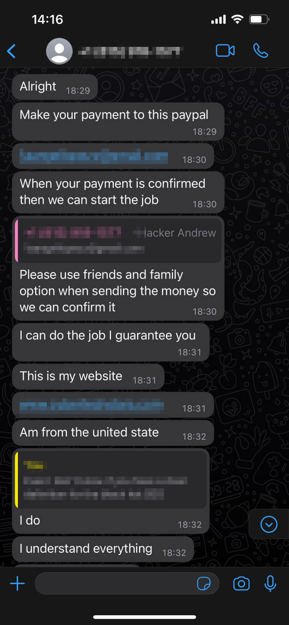 WhatsApp Scam