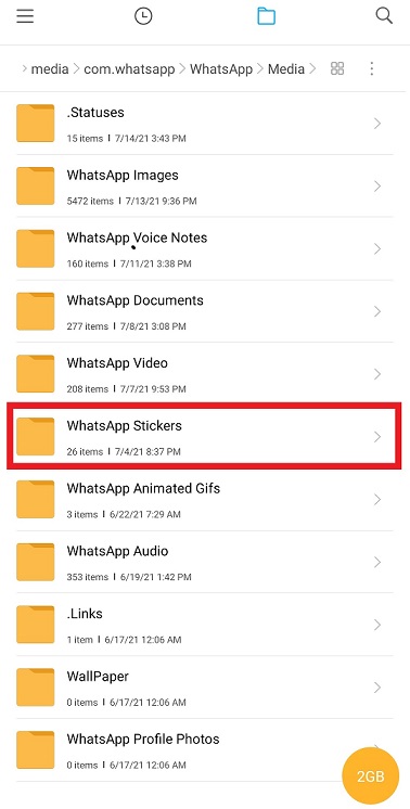 whatsapp sticker folder