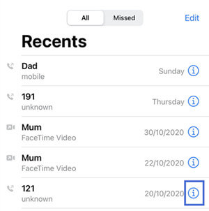 check call history from Phone app