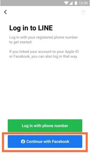 create line account with facebook