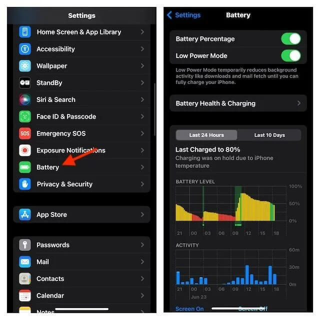 Make Sure Low-Power Mode is Disabled in StandBy Mode ios 17
