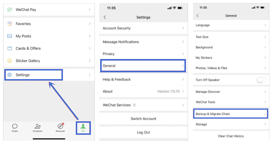 migrate chat history to another device