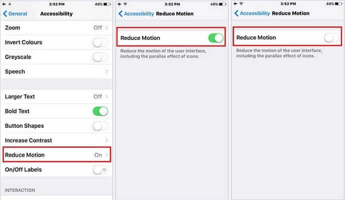Enable Reduce Motion for ipad battery drains fast