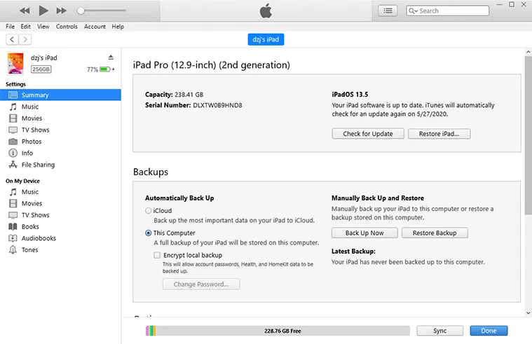 Restore iPad via iTunes/Finder for ipad battery drains fast