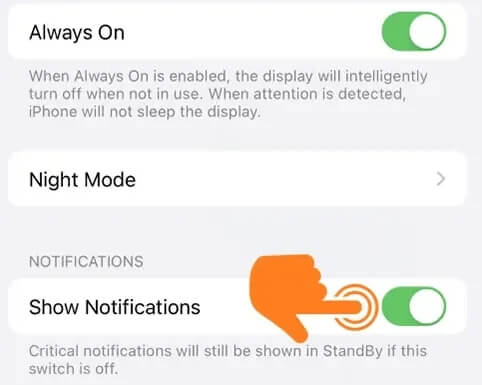 ios 17 standby mode manage notification