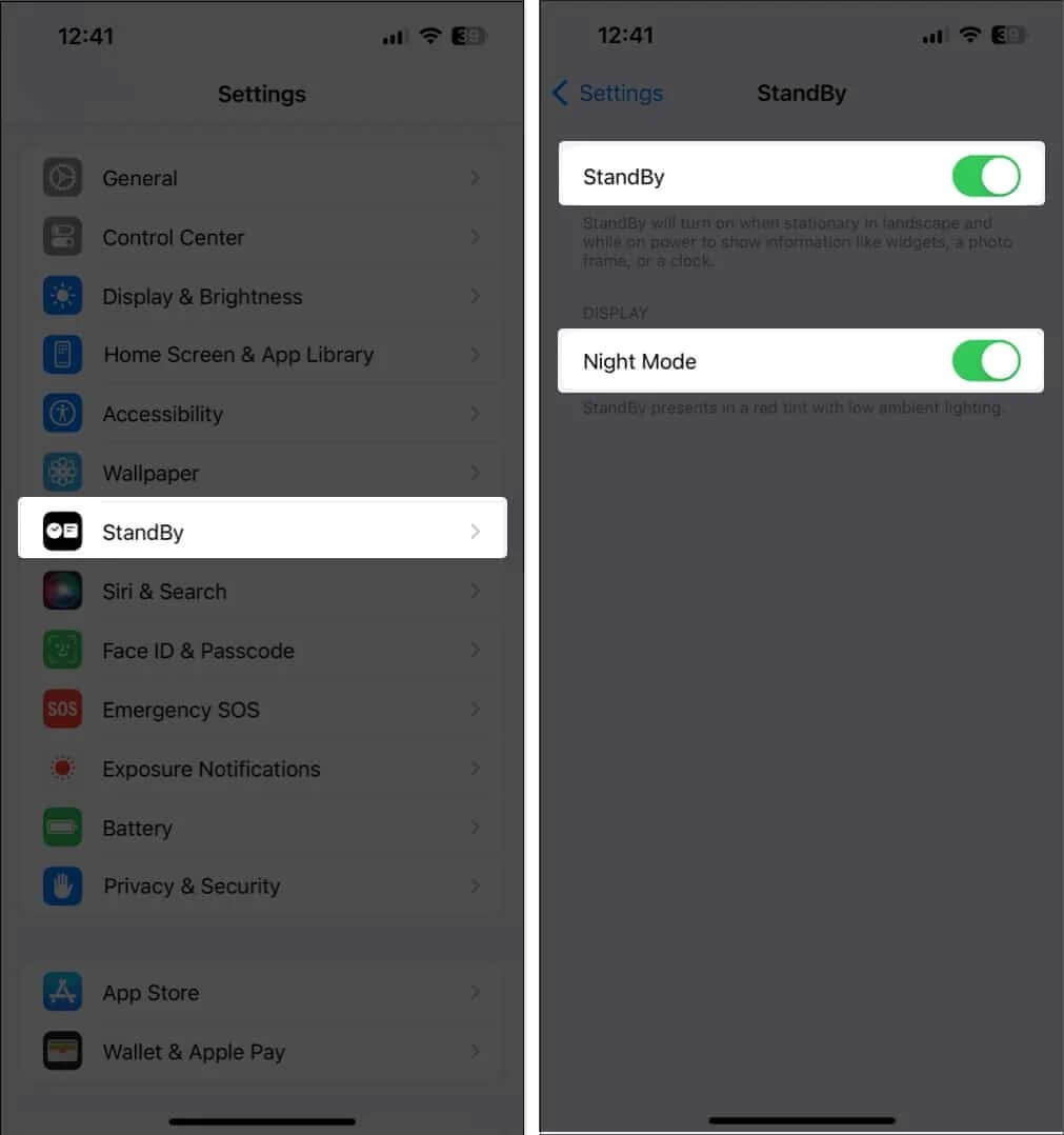 how to activate standby mode ios 17