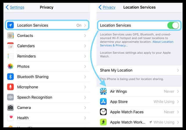 Turn Off Unnecessary Location Service for ipad battery drains fast